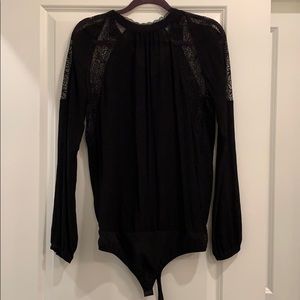 NWT Genevive Blouse Bodysuit Black (M)
